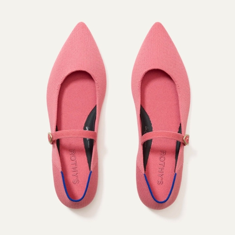 New ROTHY'S | The Point  Mary Jane Pink Tulip Janes flats Comfort Shoes | 7.5